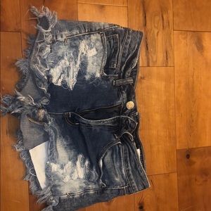 Ripped jean shorts